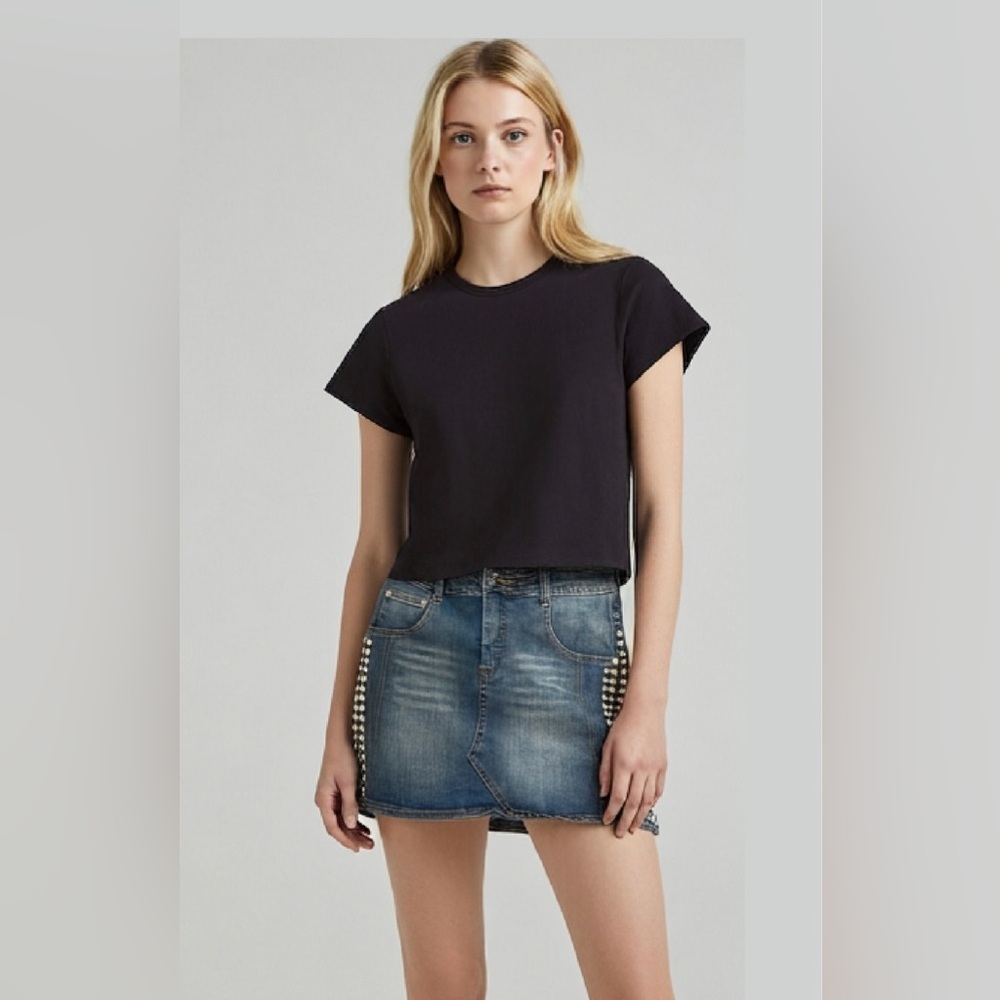 VENUS Blue Denim/Jean Skirt with Silver Studs
